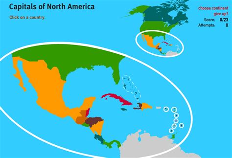 Interactive map of North America Capitals of North America. World Geography Games - Mapas ...