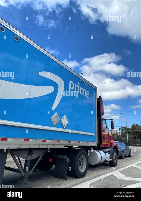 Amazon Prime logo on a delivery truck on the highway Stock Photo - Alamy