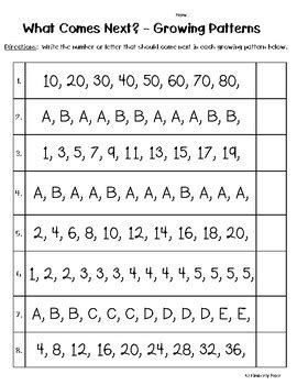 Growing Patterns - What Comes Next? Worksheet by 4 Little Baers | TpT