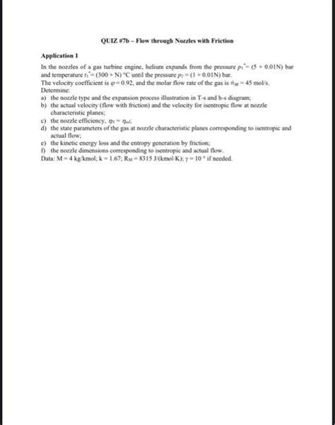 Application 1 In the nozzles of a gas turbine engine, | Chegg.com