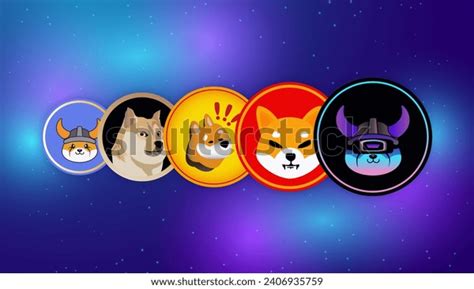 Various Memecoin Logos On Digital Background Stock Illustration ...