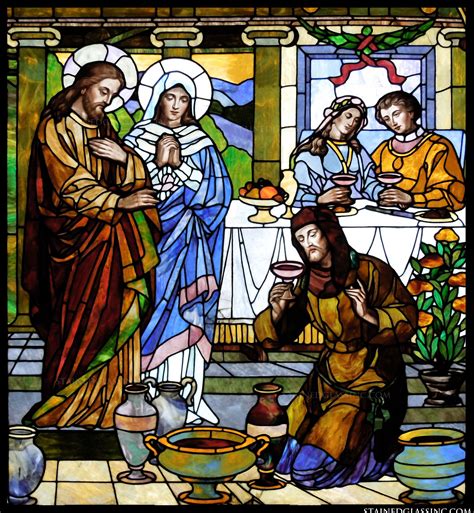 "Wedding at Cana" Religious Stained Glass Window