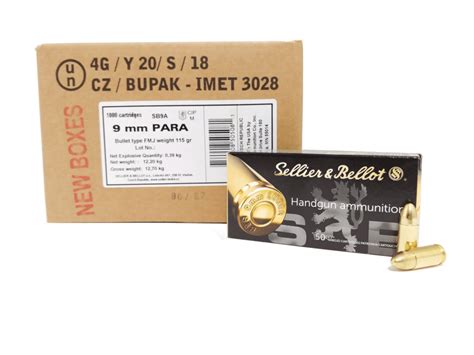 Sellier & Bellot (S&B) - 115GR - 9MM - BULK AMMO - 1000 Rounds/Case ...