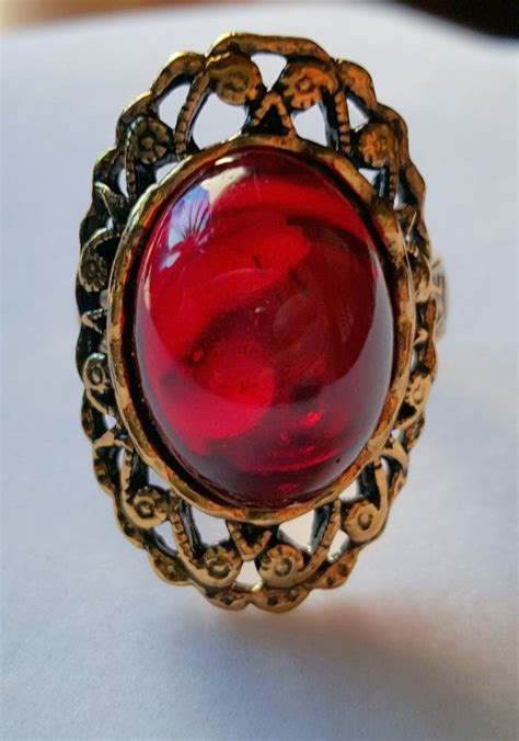 LAST Quantity crimson Peak Ruby Red Ring adjustable Filigree Lucy Edith Cushing Renaissance ...