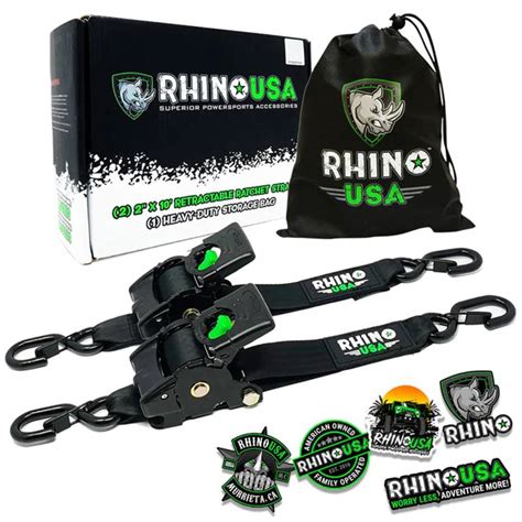 Rhino USA RETRACTABLE-2X10-2PK - 2'' x 10' Retractable Ratchet Strap (2-Pack)