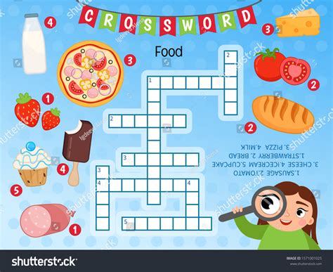 Educational Game Kids Crossword Food Kids Stock Vector (Royalty Free ...