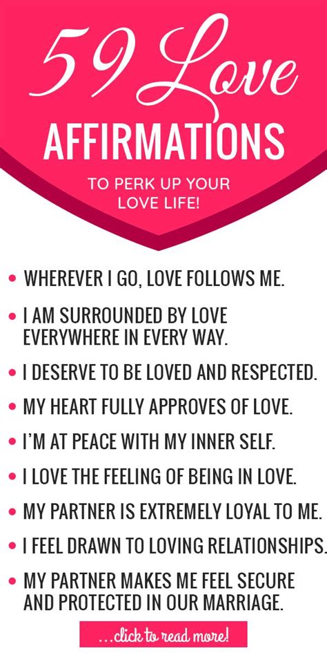 Positive Affirmations For Love, Romance, And Marriage | Affirmations, Love affirmations, Self ...