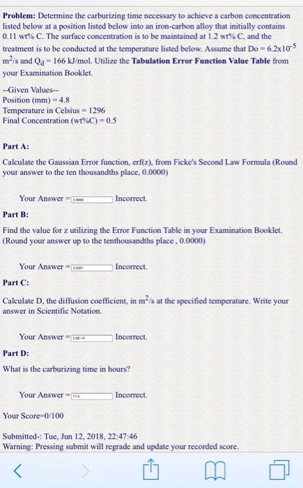 Solved Problem: Determine the carburizing time necessary to | Chegg.com