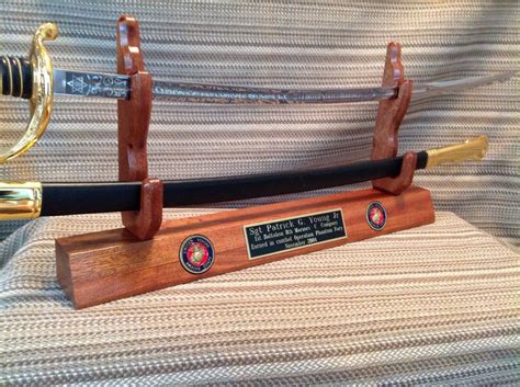 USMC Sword Display with customized plate | Military sword displays ...