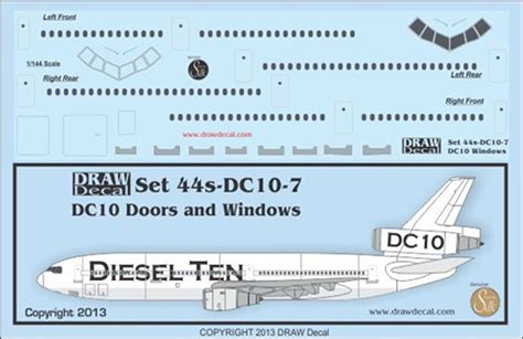 1/144 Scale Decal DC-10 Cockpit / Windows / Doors - JoyDecals.com