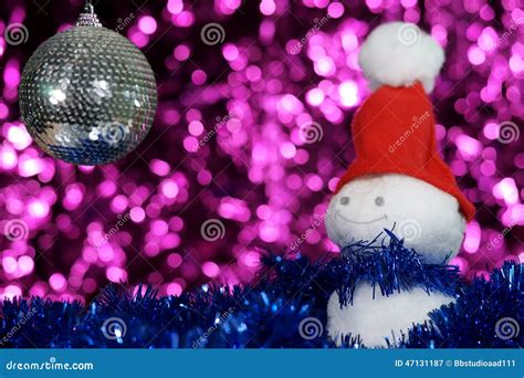 Snowman and christmas ball stock image. Image of tinsel - 47131187