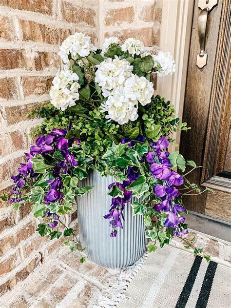 How to Fill An Outdoor Planter with Artificial Flowers and Faux Plants ...