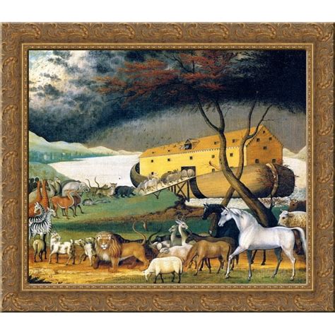 Noah's Ark 24x20 Gold Ornate Wood Framed Canvas Art by Edward Hicks ...