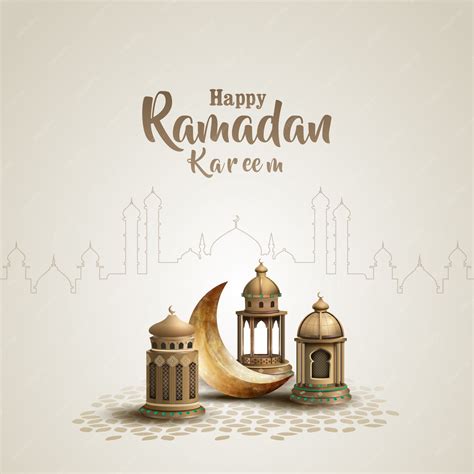 Modèle de conception de carte de voeux islamique ramadan kareem avec de ...