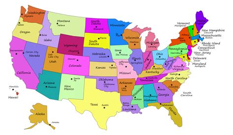 50 States And Capitals Map Labled