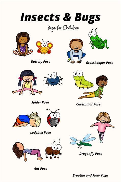 Insect & Bugs Kids Yoga Poses | Kids yoga poses, Yoga for kids, Toddler yoga