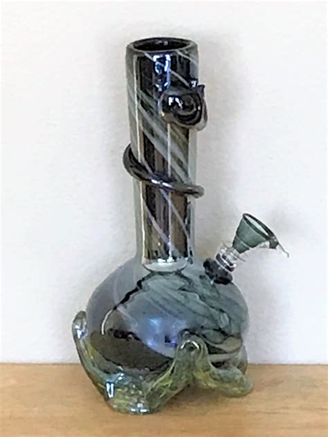 9" Bold Thick Soft Glass Water Bong w/14mm Glass Downstem Slider Piece