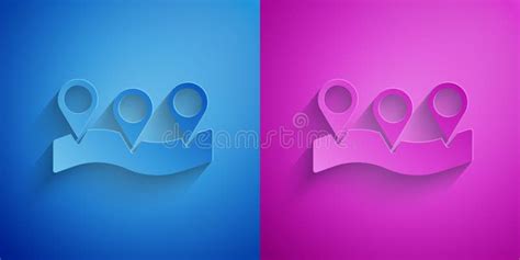 Paper Cut Map Pin Icon Isolated on Blue and Purple Background. Navigation, Pointer, Location ...