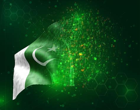 Premium Vector | Pakistan, vector 3d flag on green background with ...