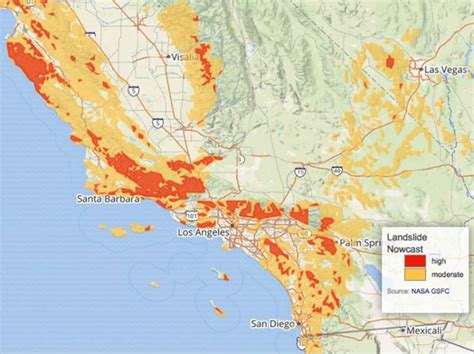 NASA calculated heavy rainfall leading to California mudslides