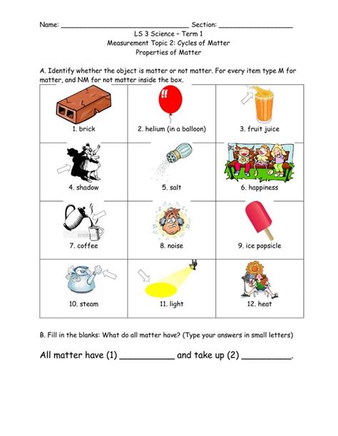 Physical Properties Of Matter Worksheet | Matter worksheets, Properties of matter, Physical ...