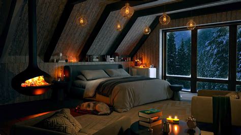 Cozy Winter Cabin with Relaxing Snowstorm, Blizzard and Heavy Wind ...