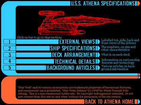 U.S.S. ATHENA STARSHIP SPECIFICATIONS