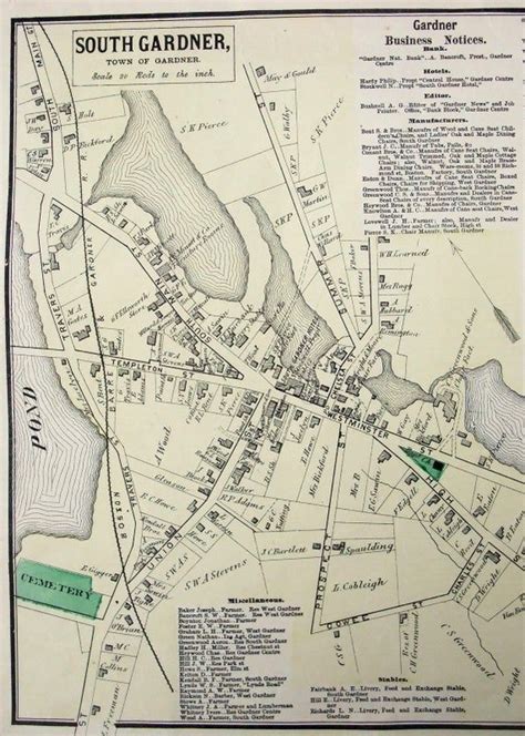 South Gardner Massachusetts. 1870 Map by FW Beers. Hand | Etsy | Hand ...