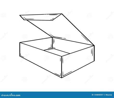 Small open box, sketch stock illustration. Illustration of pack - 144840597