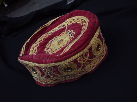 Items similar to Authentic Turkish Velvet Fez Hat with Mirrors and ...