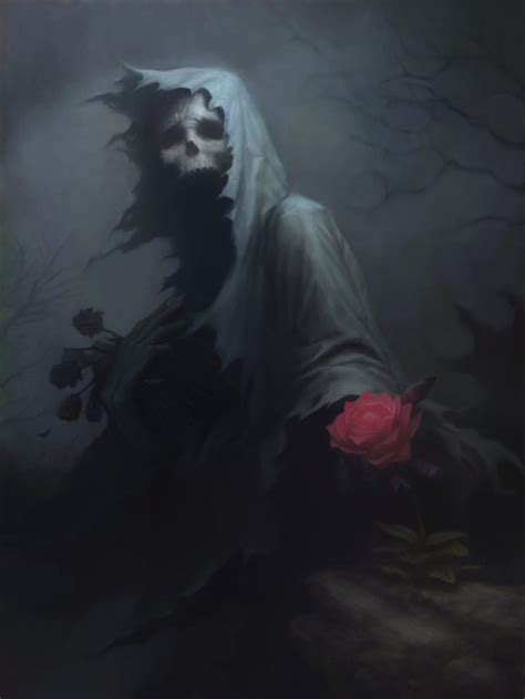 drawing, Death, Fantasy art, Rose, Skull, Dark Wallpapers HD / Desktop and Mobile Backgrounds