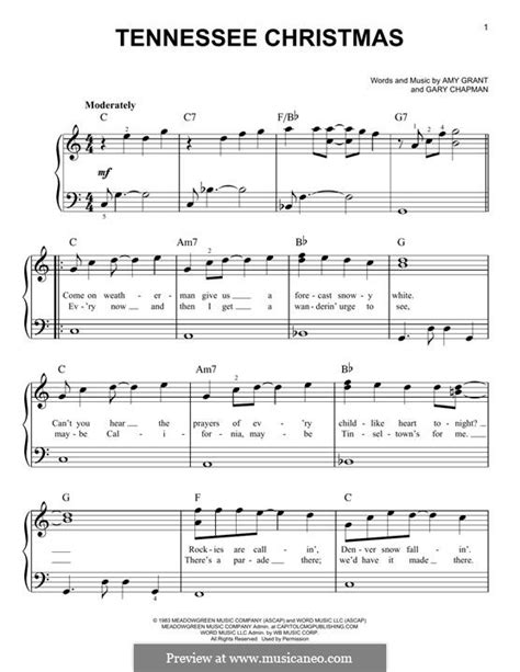 Tennessee Christmas by A. Grant, G. Chapman - sheet music on MusicaNeo