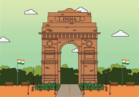 Free India Gate Illustration 124852 Vector Art at Vecteezy