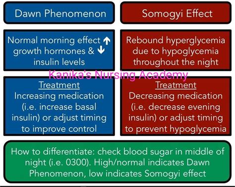 Dawn phenomenon Vs Somogyi effect - Kanika's Nursing Academy