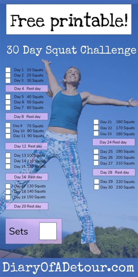 30 Day Squat Challange Printable – Calendar Template 2023