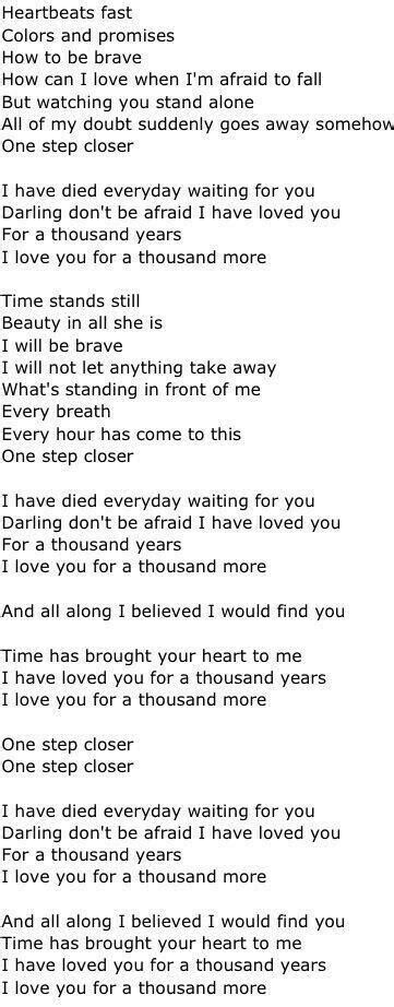 Thousand years lyrics | Twilight songs, Lyrics, I started a joke