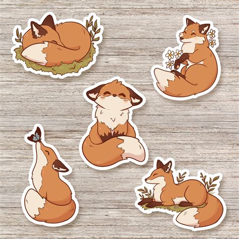 Cute Fox Stickers Stationery Stickers Animal Stickers Journal Stickers - Etsy