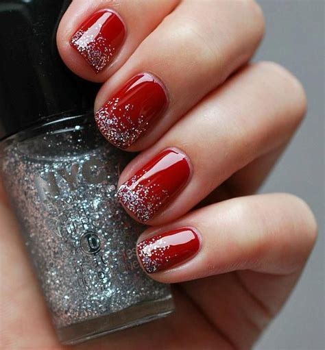 Simple, classy red and silver holiday nails #christmas #nails #naildesign #nailart | Sparkle ...