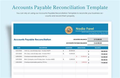 Creditors Reconciliation Template - Download in Excel, Google Sheets ...