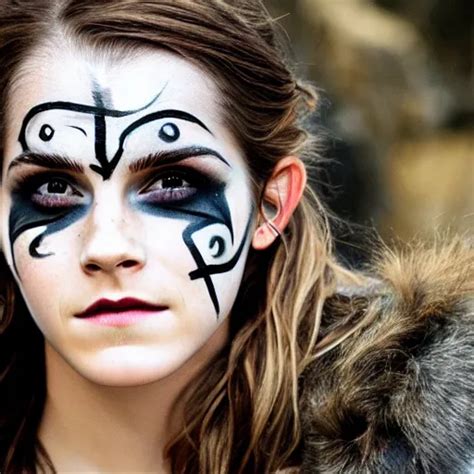 photo of emma watson, viking warrior face paint | Stable Diffusion