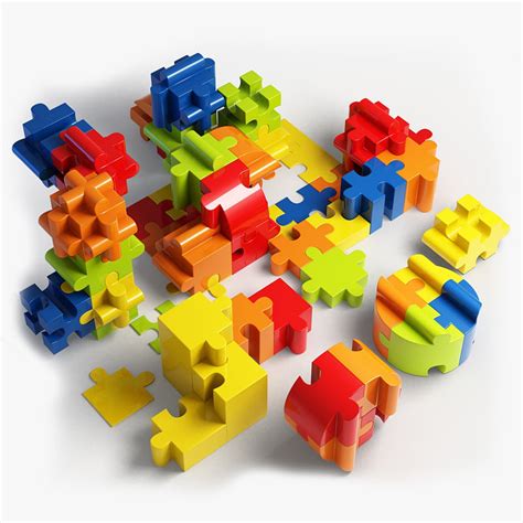 3d model jigsaw puzzle building blocks