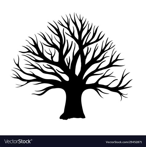 Tree without leaves silhouette oak Royalty Free Vector Image