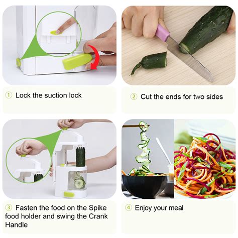 Courgette spiralizer, 4-Blade Courgette Spaghetti Maker, Spiralizer for Vegetables, Zucchini ...