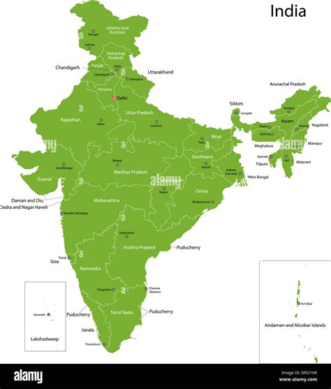 Green India map Stock Photo - Alamy