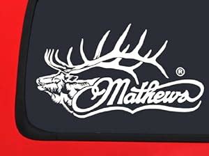 Amazon.com: Mathews Logo with Elk - White Archery Hunting window decal ...