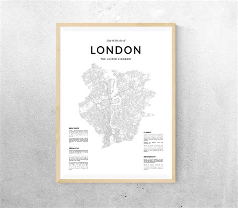 London Map, London Wall Art, Map Wall Art, London Map Wall Art, London ...