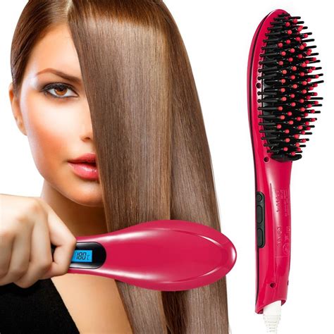 Hair Straightener Brush Ceramic Heating Hair Straightening Irons brush ...