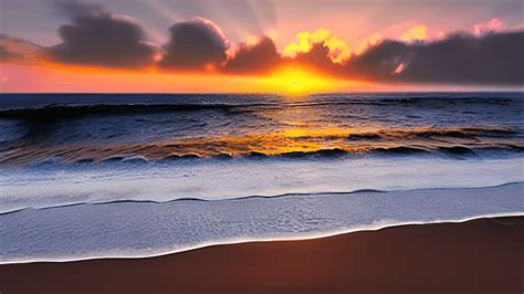 Beach Waves Sunrise Graphic · Creative Fabrica