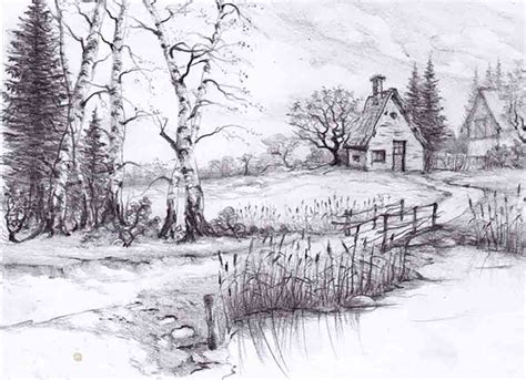 beautiful pencil drawings of scenery的圖片搜尋結果 | Pencil drawings of nature, Landscape drawings ...