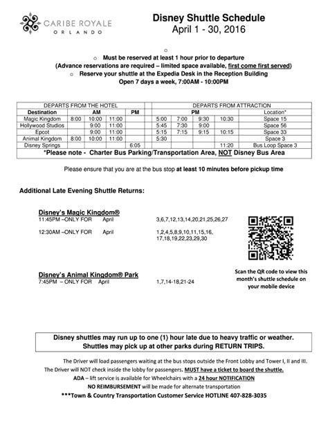 Fillable Online Disney Shuttle Schedule Fax Email Print - pdfFiller